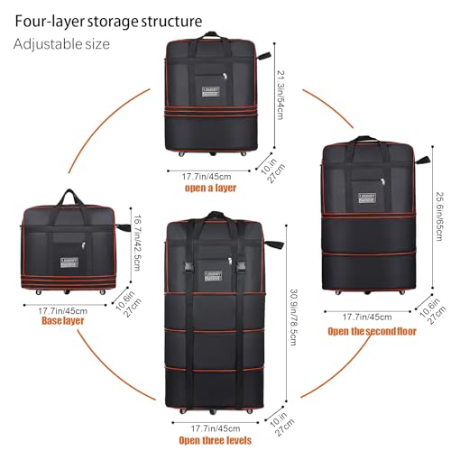 153L Expandable Rolling Foldable Duffel