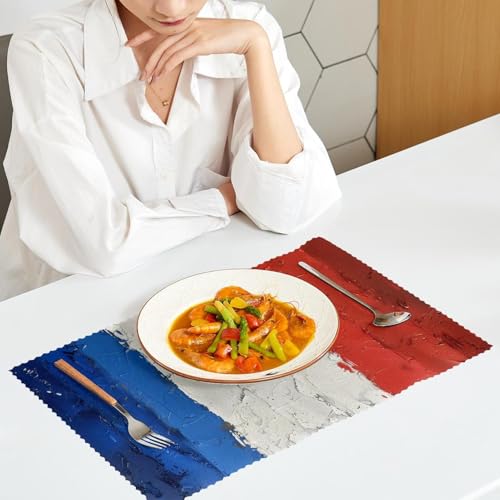 Sets de table antidérapants peints rayures rouges blanches bleues 30x45 - 7