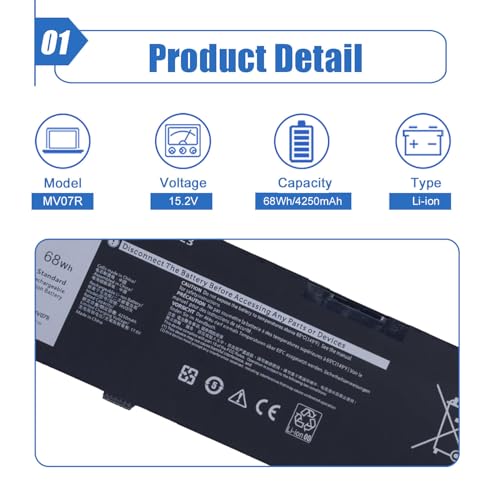 Image of 68Wh MV07R Replacement Laptop Battery for Dell G3 15 3500 3590 G5 15 5500