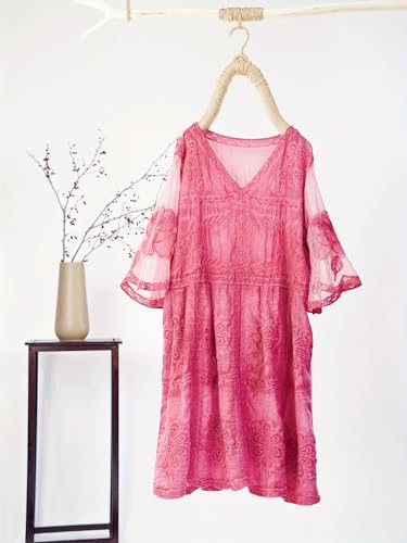 Robe midi à col en V brodée florale résout le manque d'élégance - 7