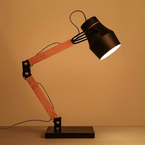 Lampe de bureau ajustable luminaire intérieur bois massif E27 - 2