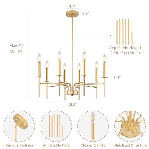 Zuyurt ZY3060GD820231212 8 Light Gold Chandelier Light Fixture thumb #4