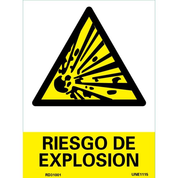 Señal de advertencia con tintas UV Riesgo de Explosión SEKURECO