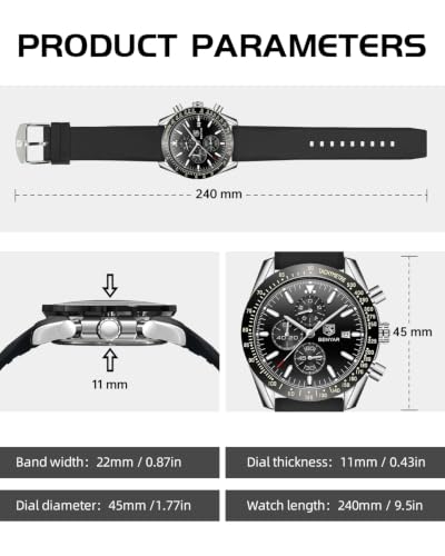 Image of BY BENYAR Watches for Men Analog Quartz Chronograph 30M Waterproof Luminous Big Face Mens Watches Business Work Sport Casual Fashion Designer Dress Men's Wrist Watches Elegant Gift for Men