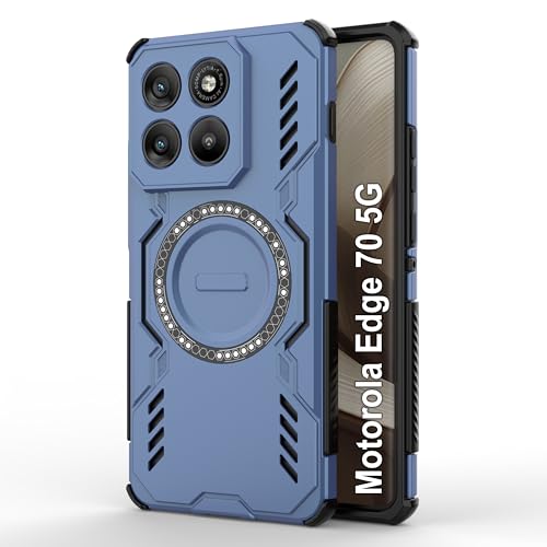 Image of Zapcase Back Case Cover for Motorola Edge 70 5G | Magnetic Case with Built-in Metal Ring | Supports MagSafe Charger, Wallet & Car Mount | Shockproof Hybrid PC + TPU | Blue