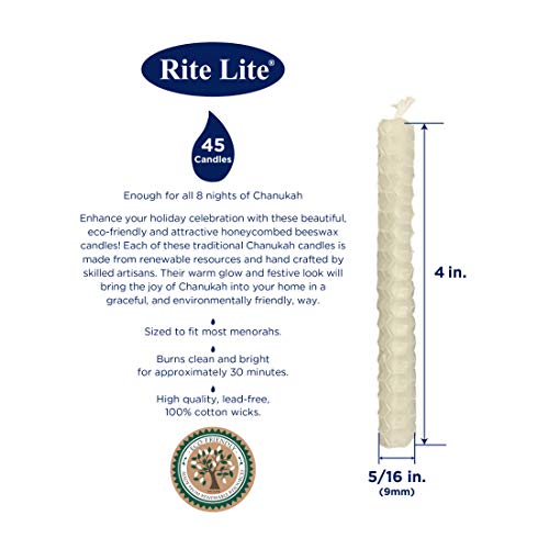Rite Lite C-22-N Judaica Hand Rolled Honeycomb Beeswax Hanukkah Candles thumb #1