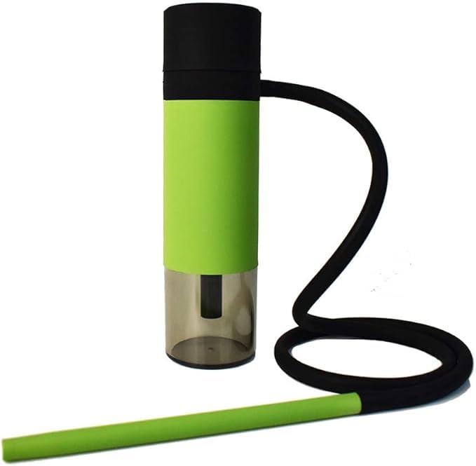 Image of Al Kian Portable Hookah Cup Set with Metal Protection, Premium Silicone and Acrylic Materials, Travel Friendly Design, Anti-Slip Net, Black and Multi-Colour (GREEN)