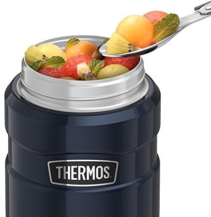 THERMOS Stainless King Vacuum-Insulated Food Jar with Spoon, 16 Ounce, Midnight Blue