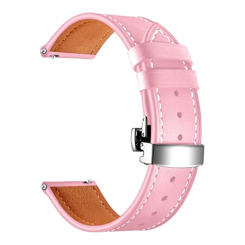 Image of ACM Watch Strap 20mm compatible with Compaq Q Watch Smartwatch | Luxury Leather Clasp Lock Belt Band
