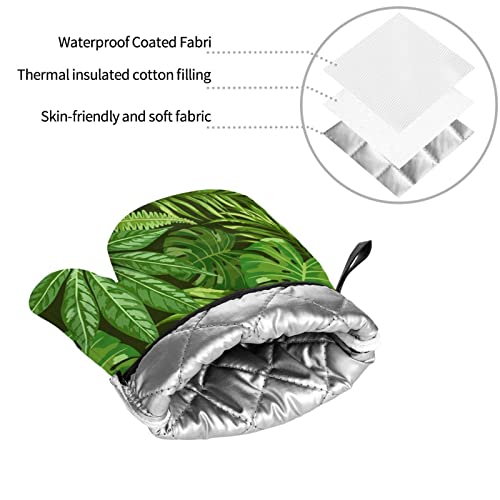 Snrfory Oven Mitts And Pot Holders 4Pcs Set, Tropical Monstera Palm Tree Leaf Kitchen Oven Glove For Cooking Baking Grilling #TOP6