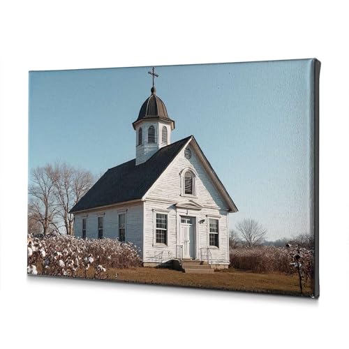 Toile église blanche 30x40cm pour rompre la monotonie des murs