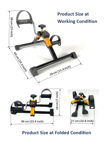 Image of Mini Pedal Exercise Cycle - Portable Under Desk Bike with Adjustable Resistance, LCD Monitor, Non-Slip Base for Arm & Leg Workout, Home & Office Fitness Trainer (Yellow /Black)