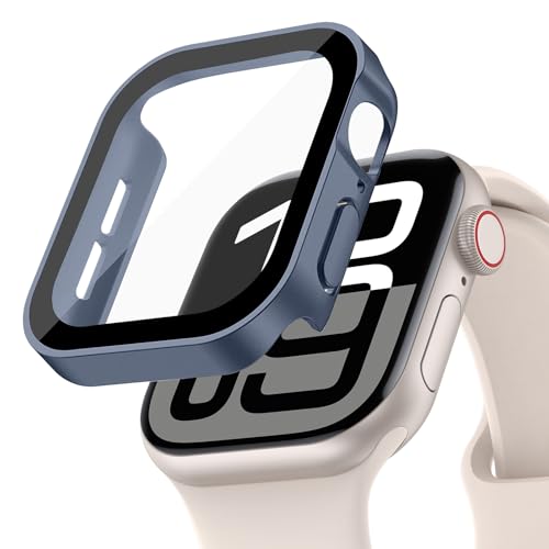 Hard Case for Apple Watch Screen Protector 42mm 46mm 40mm 44mm 41mm 45mm 49mm Series 10 9 8 7 6 5 4 3 SE Ultra/2,Waterproof PC Case with Tempered Glass Screen Protector Face Cover for iWatch Cover