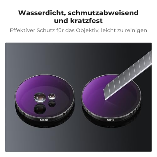 K&F Concept ND Filtersets, Push-in Filter ND8, ND16, ND32, ND64 Filter kompatibel mit DJI Osmo Action 5 PRO/Action 4, Graufilter Actionkamera Zubehör Polarisierende Neutral Density HD Glass
