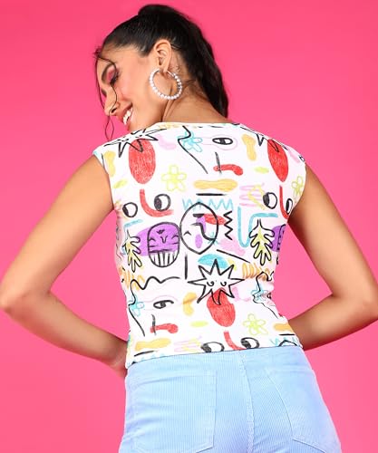 Image of POPWINGS Casual Crush Design Sweetheart Neck Sleeveless Tops for Women || Stylish Western Tops for Women || Summer Women Top