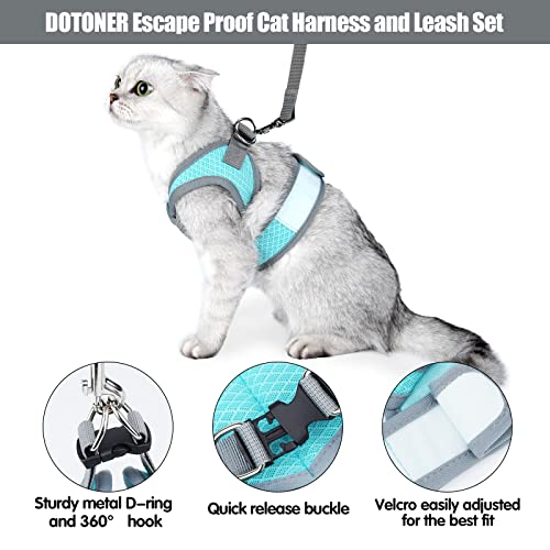 Dotoner Cat Harness And Leash Escape Proof Adjustable Vest For Cats Cat Walking Jacket With Air Mesh Harness And Running Cushioning Easy Control Outdoor Vest Lake Blue #TOP1
