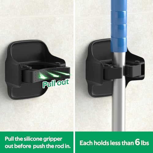image for reliahom 3 Pack Broom Holder Wall Mount Mop Grippers No Drilling Self 