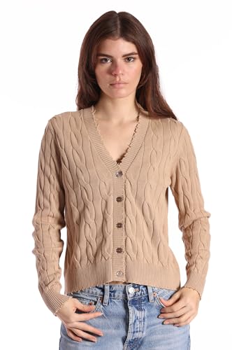 Image of Minnie Rose Women's Long Sleeve V Neck Cotton Frayed Cardigan Sweater
