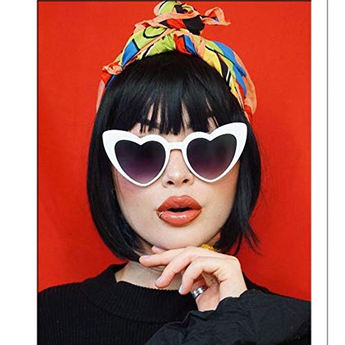 13" Short Bob Wigs with Bangs Natural Looking Synthetic Full Hair Wig Heat Resistant For Black Women