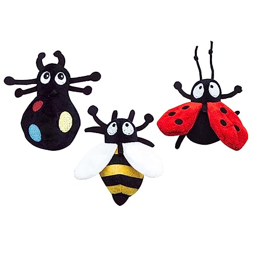 ipawspace 3 Pack Catnip Cat Toys for Indoor Cats Crinkle Paper Inside Kitten Soft Interactive Plush Toys Bee Ladybug Spider Training Chewing Toys