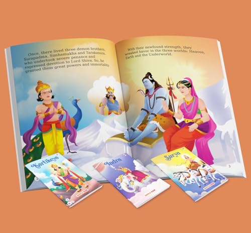 Image of Story Books for Kids (Set of 10 Books) (Illustrated) - Mythology Books for Children - Nachiketa, Dhruva, Narada, Harish Chandra, Bhakta Prahlad, Surya, Kartikeya, Indra, Ayyappa, Vamana