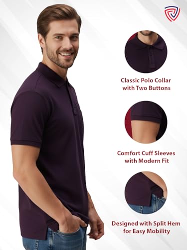 Image of Lux Cozi Men's Cotton Solid Polo Tshirt | Collar Tshirts | Half Sleeves | Stylish & Premium All Day Wear | Pack of 1