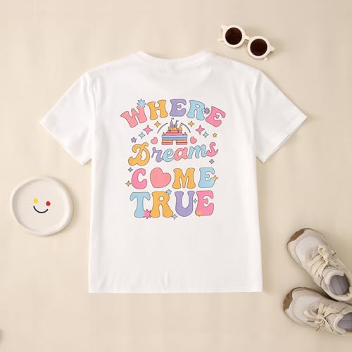 Image of CM C&M WODRO Magic Kingdom Shirt for Kid Castle Graphic T-Shirt Girls Holiday Fairy Tale Tee Summer Casual Short Sleeve Tops