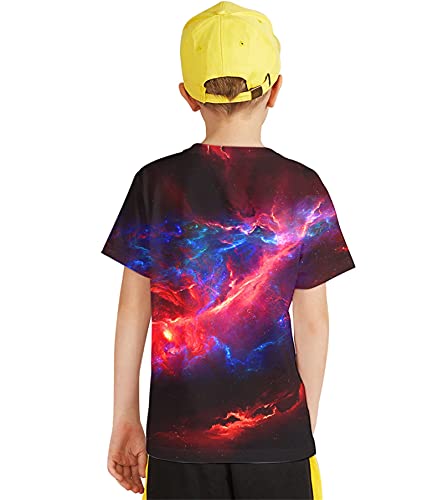Image of Linnhoy Kids 3D Print Fashion Graphic T-Shirts for Boys Girls 6-16 Years | Unisex Colorful Short Sleeve, Crewneck, Breathable Fabric, Suitable for Daily Sport Festival Wear