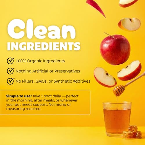 Sourbellies Apple Cider Vinegar Immunity Wellness Shot with Honey, Organic ACV Shot for Digestion Support & Bloating Relief, Ready-to-Drink, On-The-Go Wellness, Gut Health, 1 oz (Pack of 12)