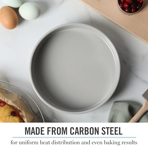 Martha Stewart Gallen 8-Inch Round Nonstick Carbon Steel Cake and Bake Pan – Cool Grey, Durable Bakeware for Even Baking and Easy Release - image 4