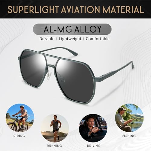 Image of SUNGAIT Polygon Aviator Sunglasses for Men Polarized Trendy Square Sun Glasses Retro Pilot Shades UV Protection