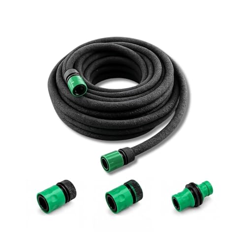 15m Soaker Garden Hose Pipe Comes with Connectors Drip Water Hose Easy to Use Plant Watering Device Irrigation Hosepipes Automatic Gardening Hedge Lawn Irrigator System UK