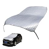 Yidcidu Universal Foldable Half Car Cover, Windproof Windshield Sunshade with Cotton Liner, Heavy-Duty All-Season Protection for Snow, Hail, Scratch & UV (Silver)