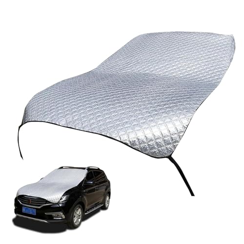 Yidcidu Universal Foldable Half Car Cover, Windproof Windshield Sunshade with Cotton Liner, Heavy-Duty All-Season Protection for Snow, Hail, Scratch & UV (Silver)