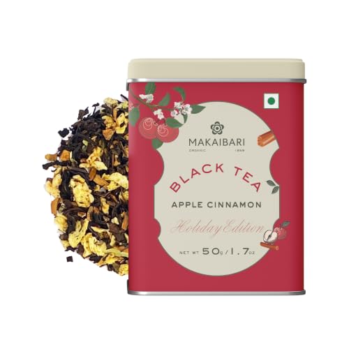 Image of Makaibari Holiday Edition : Apple Cinnamon Black Tea | USDA Certified Premium Black Tea | Anti-Oxidants, Immunity Booster | Tin Caddy | 50g