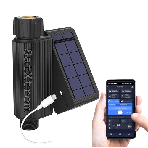 Solar Powered WiFi Water Timer - Smart Sprinkler Controller with Mobile APP Programming for Lawn, Yard, Garden Drip Irrigation