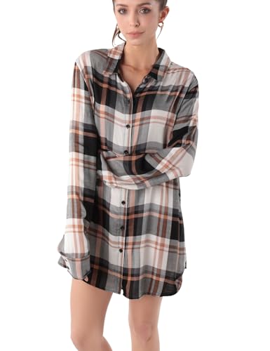 Image of TOUSYEA Sleep Shirts for Women Button Down Shirts Long Sleeve Sleepwear Swimsuit Cover Ups Soft Pajama Tops