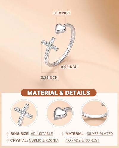 PINKDODO Adjustable Cross Rings for Teen Girls Easter Religious Confirmation Christian Birthday Gifts for Teen Girls Women4