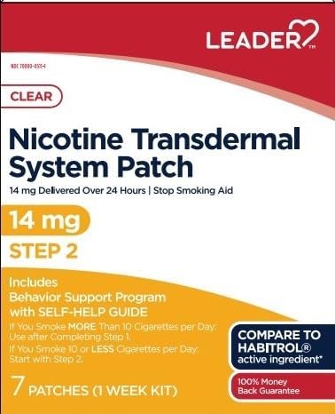 LEADER(TM) Nicotine Transdermal Patch 14Mg 7 ct (Compare to Habitrol) - 3 Pack