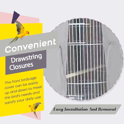 Image of QBLEEV Round Parrot Birdcage Cover, Pet Universal Blackout Cage Cover Shade | Windproof light-proof sleep reduces distractions night accessories cloth without cage, bow tie clouser, easy to wear