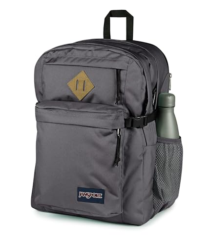 Image of JanSport Main Campus Backpack - Travel or Work backpack w 15-Inch Laptop Sleeve and Dual Water Bottle Pockets, Smokey Grit