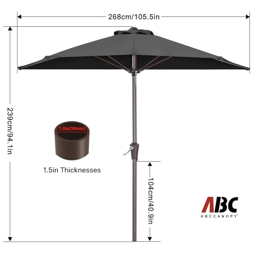 ABCCANOPY Patio Umbrella 9FT Outdoor Half Umbrella(Dark Gray) by ABCCANOPY - Used condition - Image 3