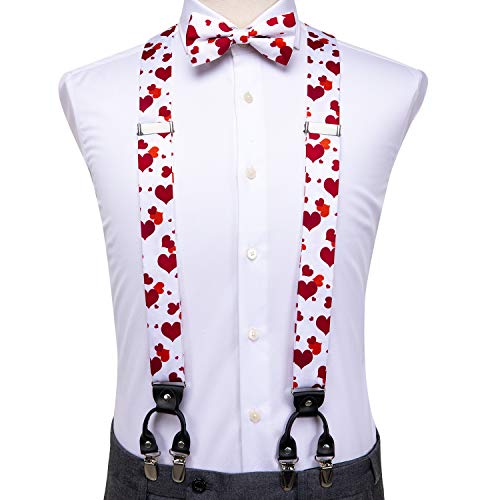 Image of Dubulle Suspender and Bow Tie for Men Paisley Solid Mens Suit Braces Pretied Bowtie and Handkerchief Cufflinks Formal Wedding