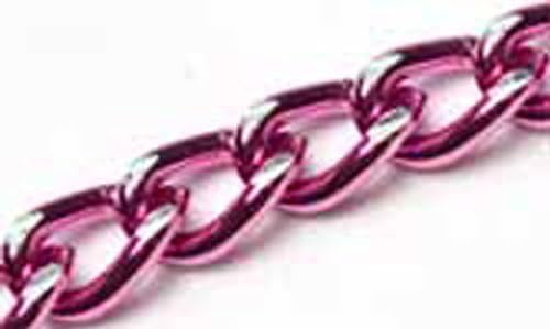 Chainologie Aluminum Chain #104: Pink Pearl 4x6mm Filed Curb Aluminum Bulk Jewelry Chain (Per 25 Foot Spool)