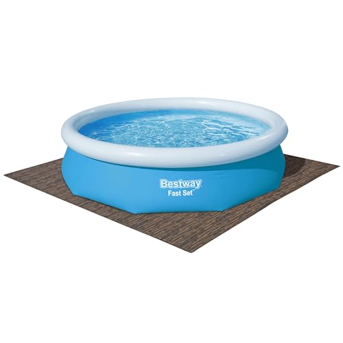 Bestway Decorative Pool Floor Protector | Flowclear Swimming Pool Floor Protector, Extra Waterproof Protection Mat, Wood Effect, 20” x 20”