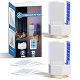 Pexpel Indoor Plug-in Fly Trap, 2-in-1 Gnat and Flying Insect Killer with 3-Sided Sticky Glue Board, UV Light and Night Light Function (2, White)