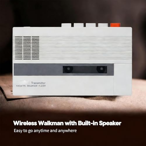 Denash Kassettenspieler, Tragbarer Bluetooth-Kassetten-Digital-Konverter mit Integriertem Lautsprecher und Kopfhöreranschluss, um Klassische Kassetten Noch Einmal zu Erleben und Neuen