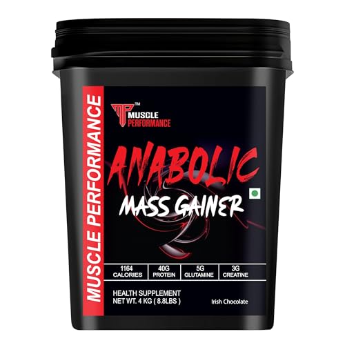 Image of Anabolic Mass Gainer, 4kg, Irish Chocolate | High Protein Carbs, With Creatine, BCAA & Glutamine, Digestive Enzymes, For Muscle Gain & Fast Growth