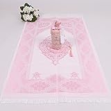 Islamic Elite Favors Personalized Muslim Lightweight Travel Prayer Rug Beads Set, Prayer Mat Tasbeeh Set, Ramadan Eid Hajj Umrah Wedding Birthday Graduation Mother's Day (Pink)