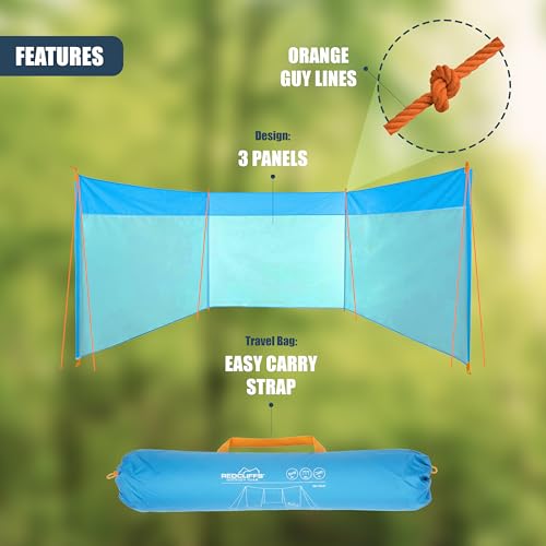 GEEZY Blue Windbreak with Accessories – Fiberglass Poles, High-Visibility Guy Lines, Travel Bag – Wind & Sun Protection for Camping, Beach, Tents, Caravans, Gardens – Camping & Beach Essential - Image 5